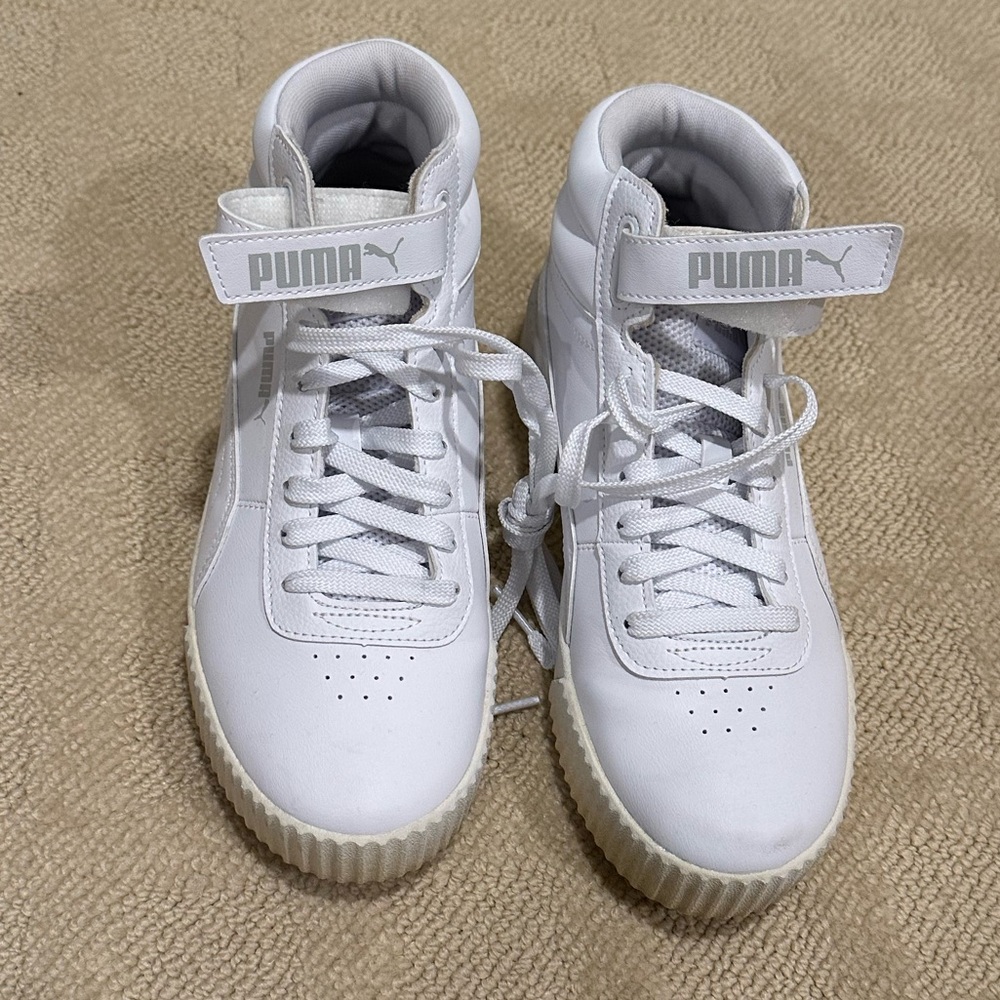 Puma White Carina Mid Top Sneakers